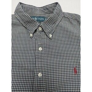 Ralph Lauren Mens Shirt Medium Blue Plaid Red Pony Button Up 2X